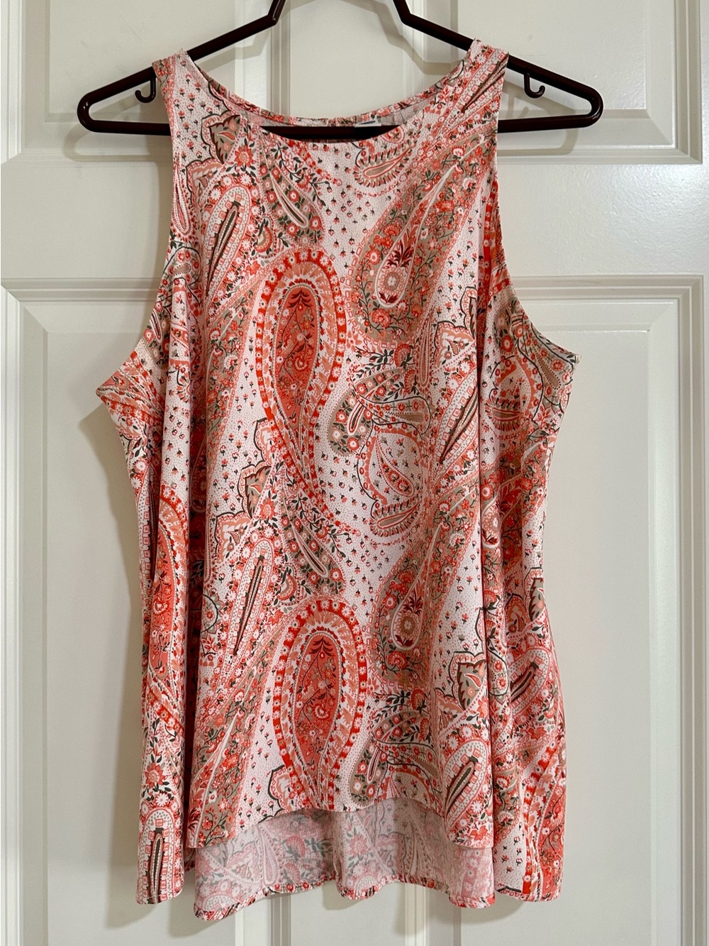Old Navy Coral colored Paisley Swing Tank Top Tunic XL, EUC